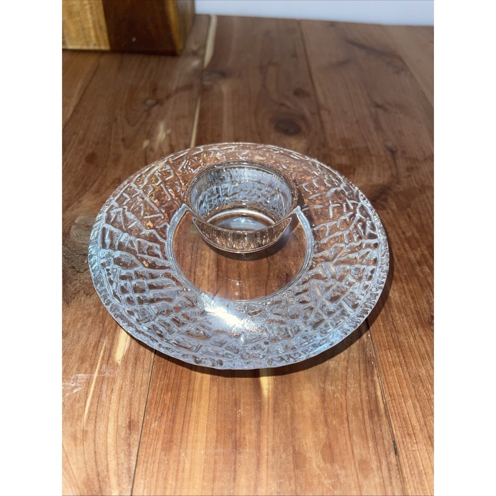 Orrefors  Crystal Discus‎ Votive Candle Holder Designed By Lars Hellston